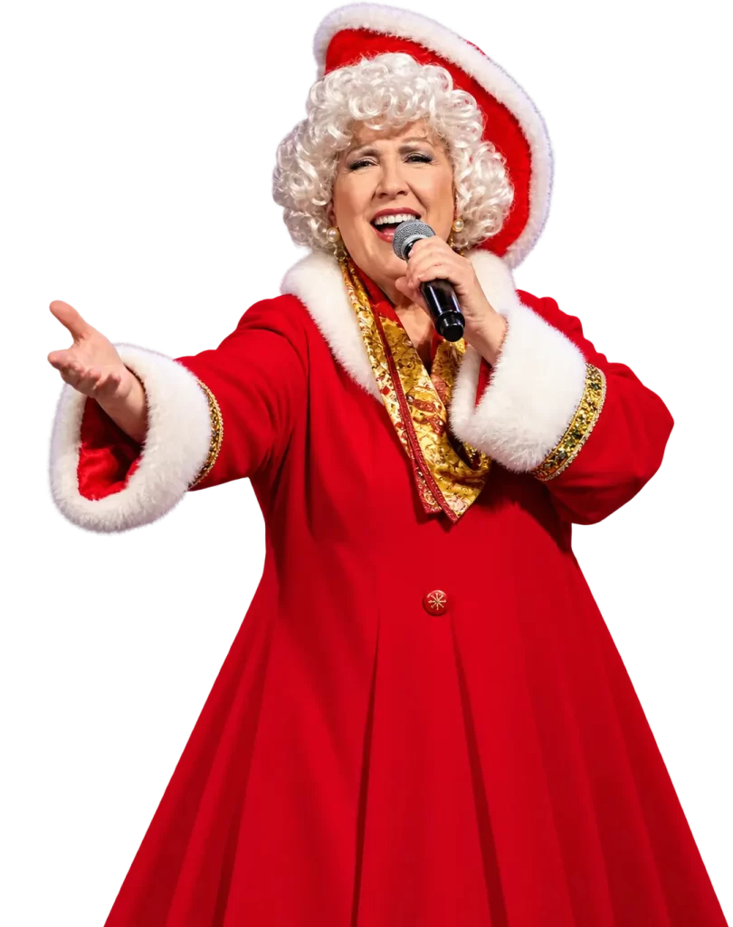 Festive Mrs. Claus Singer Reaching Out (1)