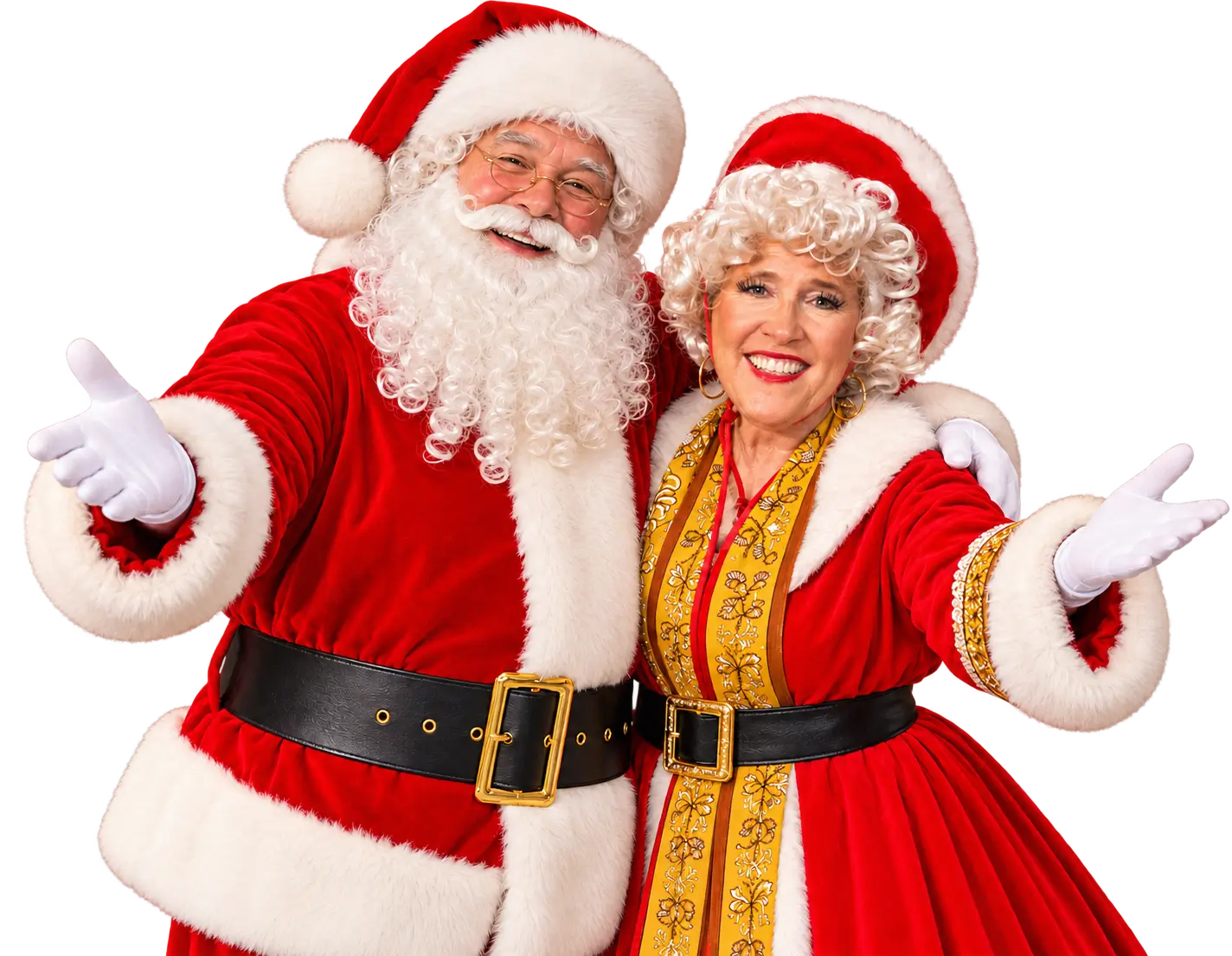 Jolly Santa and Mrs. Claus Welcome You