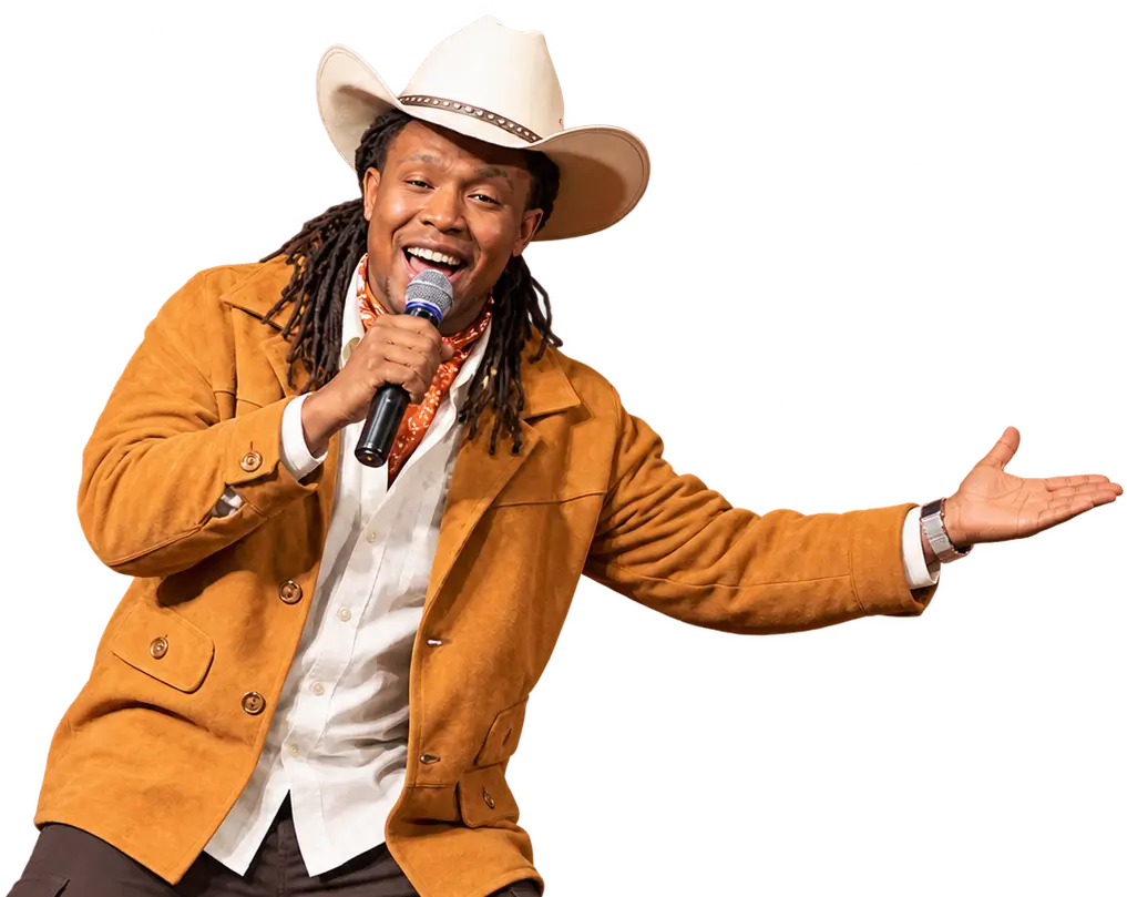 Joyful Cowboy Performer Presenting